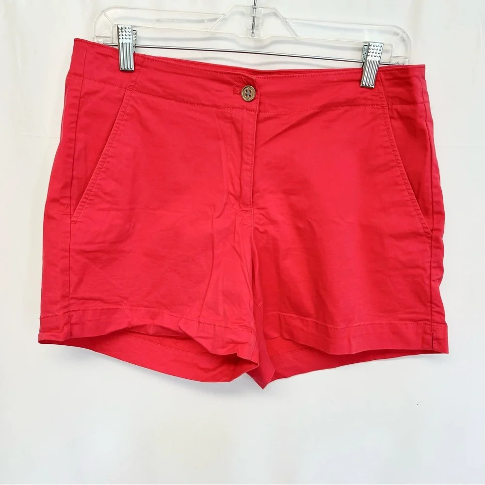 NAUTICA Fuchsia Coral Pink Chino Shorts Women’s Size 8 Pockets Mid Rise Twill